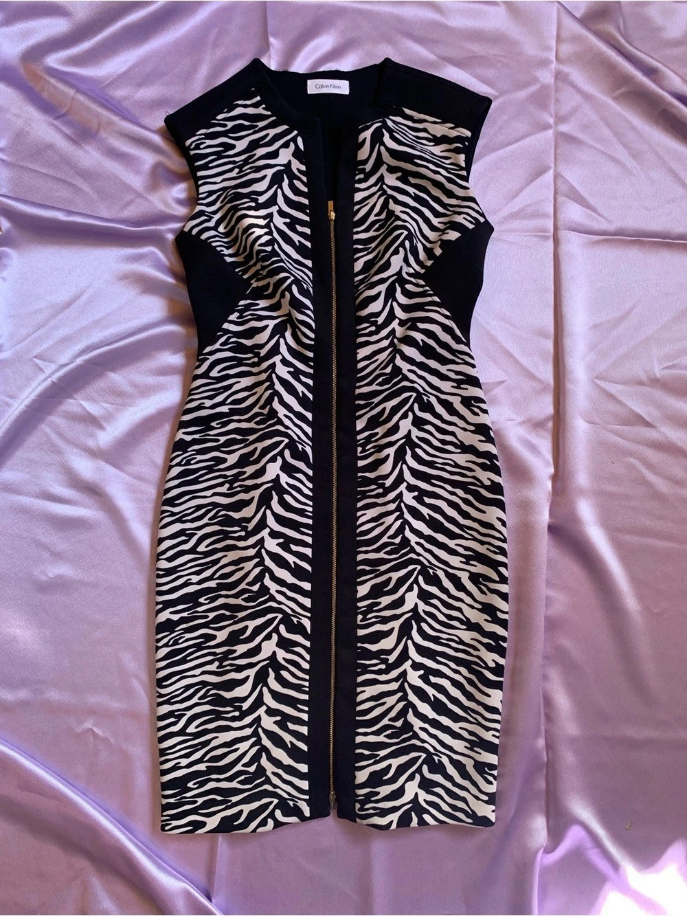Calvin Klein Animal Print Mini Dress in Black & Pink Like New